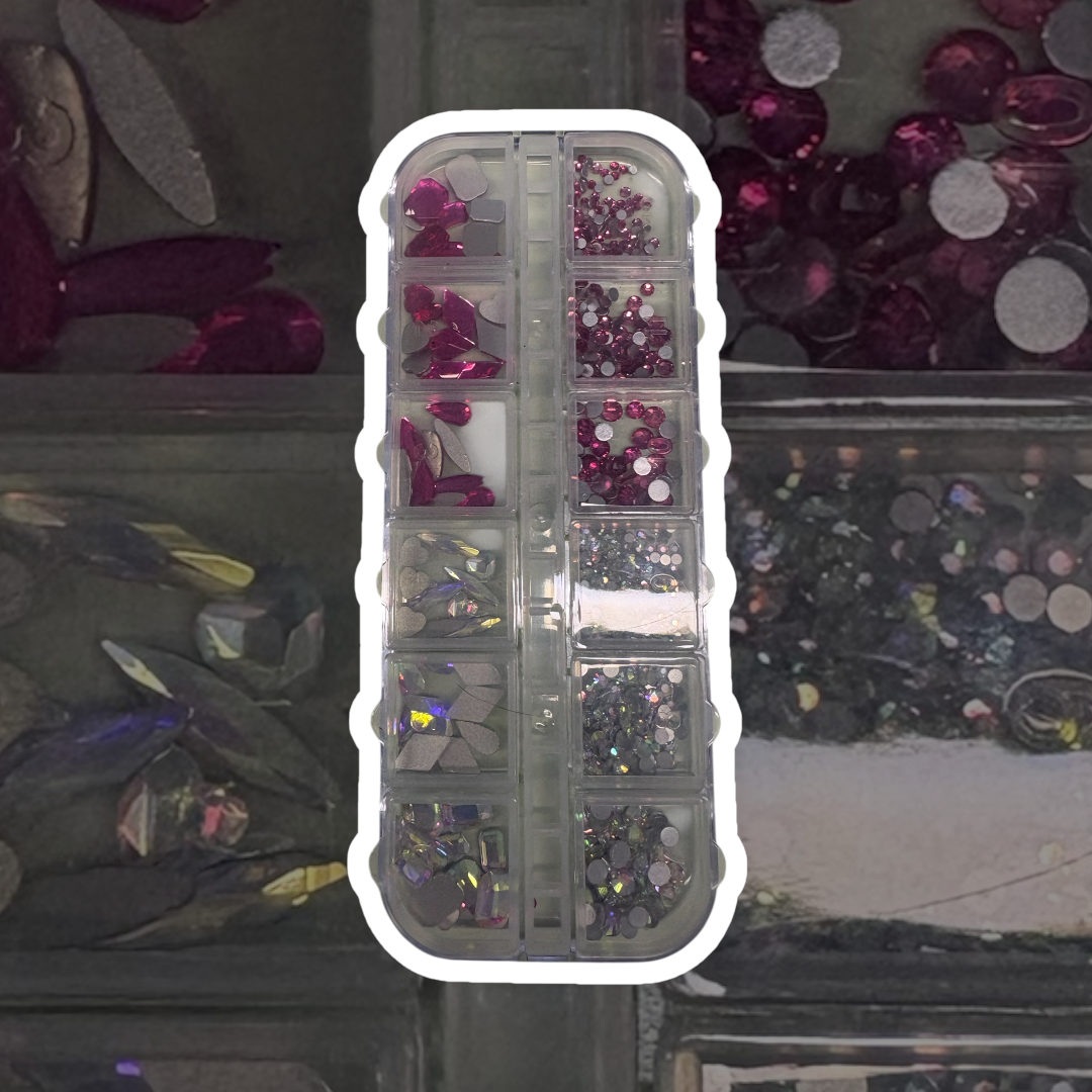 Duo sample rhinestones & Crystal pack - Hot pink and Ab