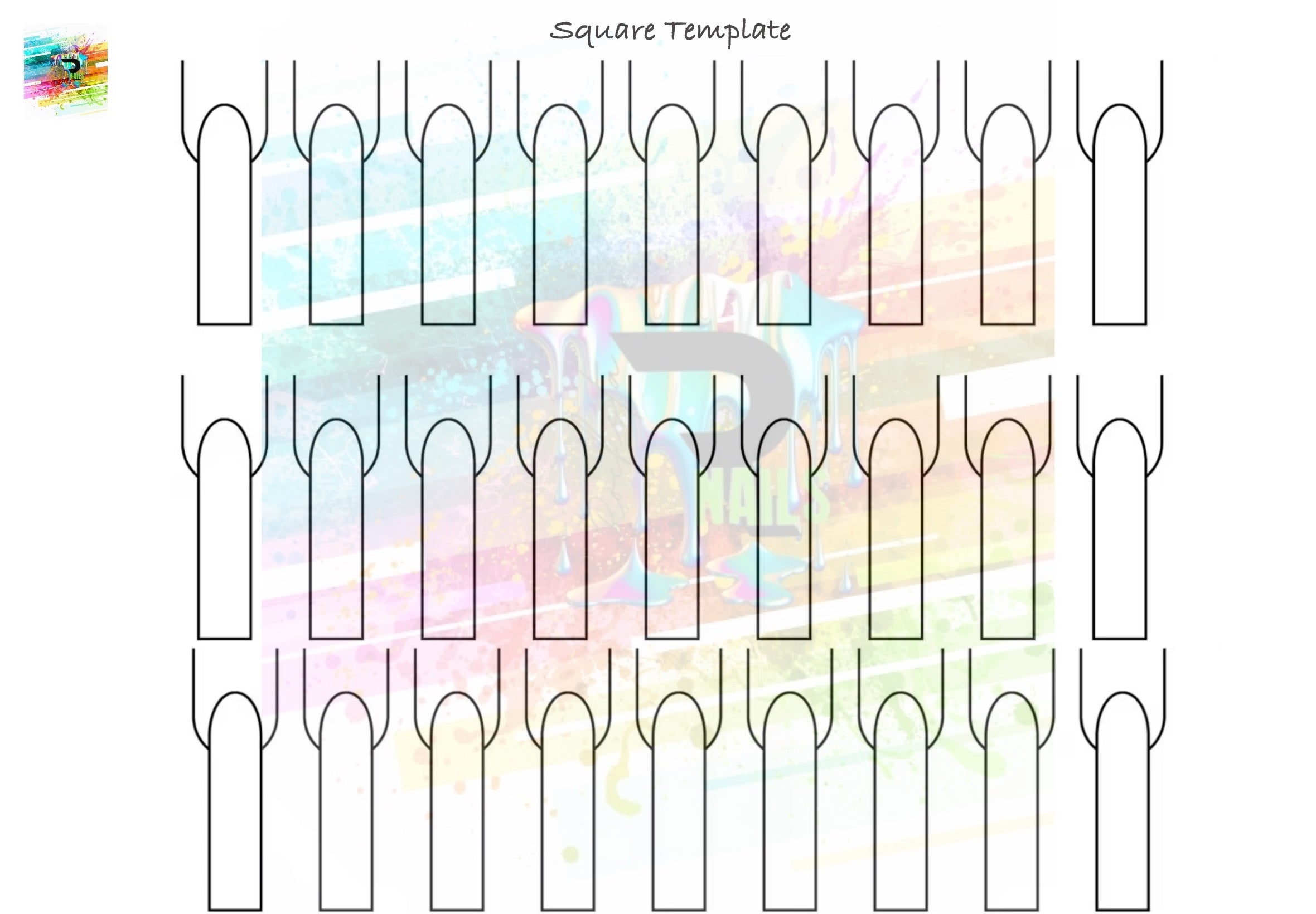 Long square acrylic practice sheet