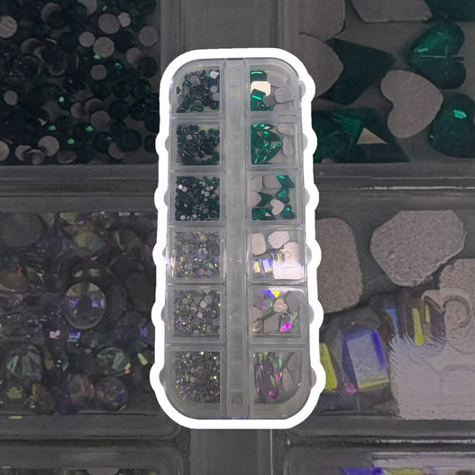 Duo sample rhinestones & crystal pack - emerald green and Ab